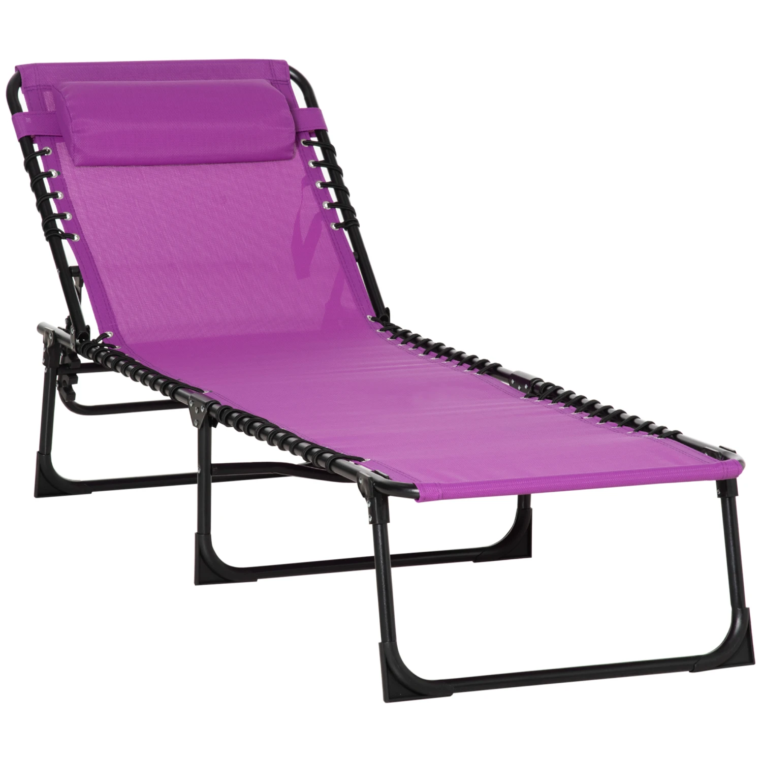 Outsunny Folding Chaise Lounge Pool Chairs, Outdoor Sun Tanning Chairs, Folding, Reclining Back, Steel Frame & Breathable Mesh For Beach, Yard, Patio, Purple 1 Outsunny Folding Chaise Lounge Pool Chairs, Outdoor Sun Tanning Chairs, Folding, Reclining Back, Steel Frame & Breathable Mesh For Beach, Yard, Patio, Purple