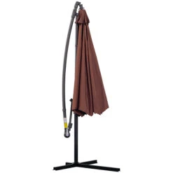 Outsunny 10' Cantilever Hanging Tilt Offset Patio Umbrella With UV & Water Fighting Material And A Sturdy Stand, Brown -Outsunny Fecd4d1815d99346e