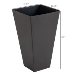 Outsunny 28" Tall Garden Plastic Flower Pot, Set Of 3, Large Outdoor & Indoor, Brown -Outsunny FhIc1717f2768c627