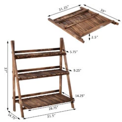 Outsunny 32'' Foldable Plant Stand, 3-Tier Wooden Flower Stand, Ladder Display Shelf With Slatted Bottom, For Garden Indoor Outdoor 12 Outsunny 32'' Foldable Plant Stand, 3-Tier Wooden Flower Stand, Ladder Display Shelf With Slatted Bottom, For Garden Indoor Outdoor -Outsunny Fmj25617e678d0984