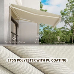 Outsunny 10' X 8' Electric Awning, Retractable Awning, UV Protection Sun Shade Shelter With Remote Controller And Manual Crank Handle For Deck, Balcony, Yard, Cream -Outsunny Fmla091865f2d1571