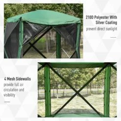 Outsunny Pop Up Camping Canopy Gazebo Screen Shelter Tent With Single Person Easy Set-Up, Ventilating Mesh, Portable Carry Bag For Outdoor Camping Party Event, 7x7FT, Green -Outsunny Ft648317e6b7c163f
