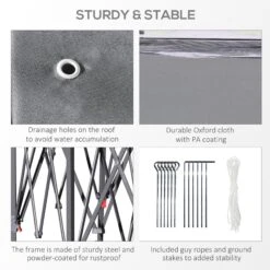 Outsunny 11' X 13' Pop Up Gazebo Canopy Tent With Zippered Mesh Sidewalls And Carrying Bag, Event Tent Shelter For Patio Garden Backyard, Gray -Outsunny Fxi59717e688d6cac