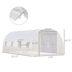 Outsunny Steel Frame Walk-In Tunnel Greenhouse Garden Warm House Large Hot House Kit With Windows & Door, 19' X 10' X 7', White -Outsunny Fzcc17188c3b87495