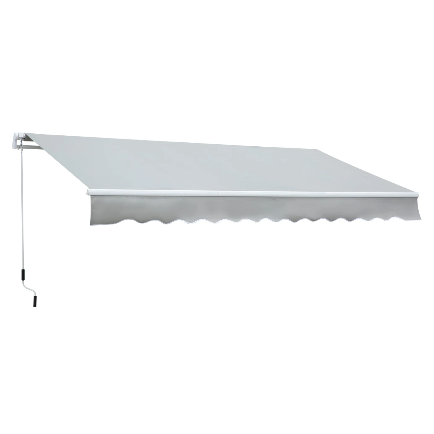 Outsunny 12' X 8' Retractable Awning Patio Awnings Sun Shade Shelter With Manual Crank Handle, 280g/m² UV & Water-Resistant Fabric And Aluminum Frame For Deck, Balcony, Yard, Light Grey 10 Outsunny 12' X 8' Retractable Awning Patio Awnings Sun Shade Shelter With Manual Crank Handle, 280g/m² UV & Water-Resistant Fabric And Aluminum Frame For Deck, Balcony, Yard, Light Grey - Image 10
