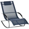 Outsunny Zero Gravity Rocking Chair Outdoor Chaise Lounge Chair Recliner Rocker With Detachable Pillow & Durable Weather-Fighting Fabric For Patio, Deck, Pool, Navy Blue