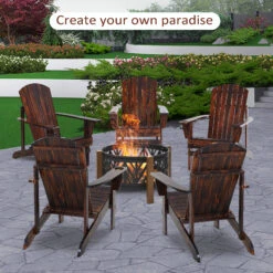 Outsunny Wooden Adirondack Chair, Outdoor Patio Lawn Chair With Cup Holder, Weather Resistant Lawn Furniture, Classic Lounge For Deck, Garden, Backyard, Fire Pit, Brown 20 Outsunny Wooden Adirondack Chair, Outdoor Patio Lawn Chair With Cup Holder, Weather Resistant Lawn Furniture, Classic Lounge For Deck, Garden, Backyard, Fire Pit, Brown -Outsunny GI3df817f73c19bca