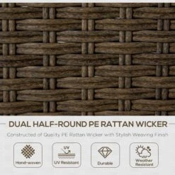 Outsunny 5 Piece Patio Furniture Conversation Set, Outdoor Aluminum With PE Wicker Accents, Loveseat Sofa & 2 Chairs With Cushions, 2-Tier Side & Coffee Table For Backyard, Porch, Gray -Outsunny GIxa0917fae7c4d95