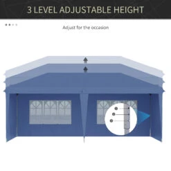 Outsunny 10' X 20' Pop Up Canopy Tent With 4 Sidewalls, Heavy Duty Tents For Parties, Outdoor Instant Gazebo With Carry Bag, For Outdoor, Garden, Patio, Blue -Outsunny GL4aa11891b445f79