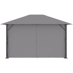 Outsunny 10' X 13' Patio Gazebo Aluminum Frame Outdoor Canopy Shelter With Sidewalls, Vented Roof For Garden, Lawn, Backyard, And Deck, Gray -Outsunny GQn3d617fae7c79f6