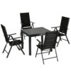 Outsunny 7 Piece Patio Dining Set For 6, Outdoor Aluminum Frame Dining Furniture Set With Expandable Table, Folding & Reclining Chairs With Mesh Fabric Seats, Black