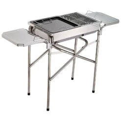 Outsunny 22" Charcoal Barbecue Grill Stainless Steel Portable BBQ Grill Kebab Barbecue Charcoal Stainless Steel Smoker