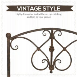 Outsunny 3.3' Metal Garden Bridge, Decorative Classic Footbridge Pond Bridge With Safety Railings For Backyard Garden Creek, Rust Brown -Outsunny GZka0917f4e897402