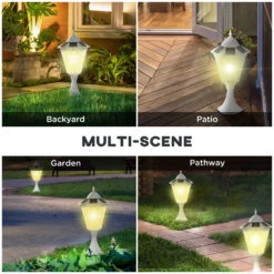 Outsunny 22" Outdoor Solar Lamp Post Light, All Weather Protection, For Backyard, White -Outsunny GeAb1017fae7c8336