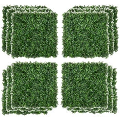 Outsunny 12 PCS 20" X 20" Artificial Boxwood Panels Topiary Wall Greenery Backdrop, Privacy Hedge Screen UV Protected 4Layer Roll Grass Panel Fence Decor Outdoor Indoor Garden Backyard, Light Green