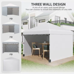 Outsunny 10' X 10' Pop Up Canopy Tent With 3 Sidewalls, Leg Weight Bags And Carry Bag, Height Adjustable, Instant Party Tent Event Shelter Gazebo For Garden, Patio, Cream -Outsunny Gj4a09185c765befd