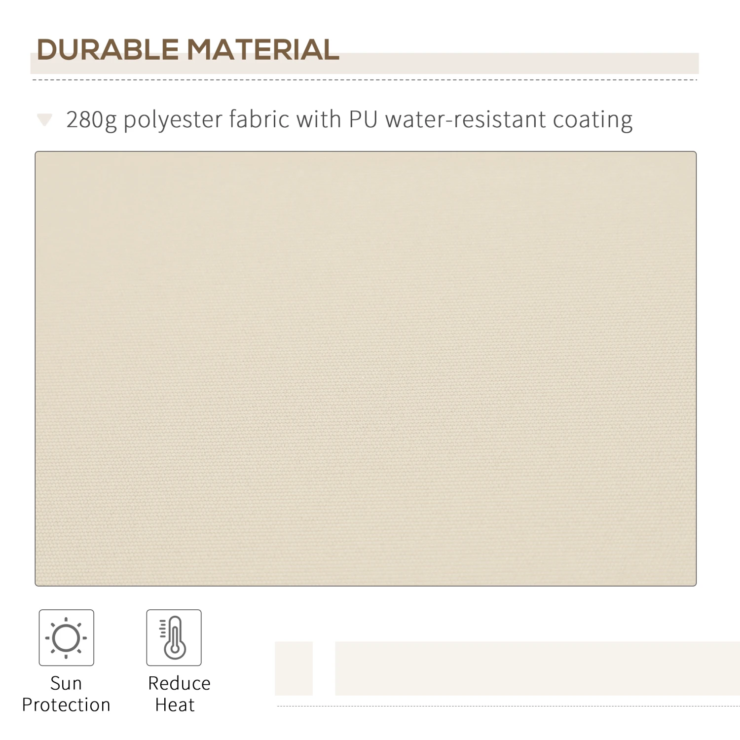 Outsunny 12' X 8' Retractable Awning Patio Awnings Sun Shade Shelter With Manual Crank Handle, 280g/m² UV & Water-Resistant Fabric And Aluminum Frame For Deck, Balcony, Yard, Cream White 7 Outsunny 12' X 8' Retractable Awning Patio Awnings Sun Shade Shelter With Manual Crank Handle, 280g/m² UV & Water-Resistant Fabric And Aluminum Frame For Deck, Balcony, Yard, Cream White - Image 7