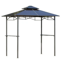 Outsunny 8' X 5' Barbecue Grill Gazebo Tent, Outdoor BBQ Canopy With Side Shelves, And Double Layer PC Roof, Brown