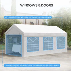 Outsunny 10' X 20' Party Tent & Carport, Large Outdoor Canopy Tent Portable Garage With Removable Sidewalls, 2 Doors And Windows, White Tents For Parties, Wedding, Events, BBQ -Outsunny GuE88c18585f3a856