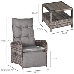 Outsunny 3 PC Rattan Wicker Conversation Patio Set With Side Coffee Table And Adjustable Backrest, Grey 11 Outsunny 3 PC Rattan Wicker Conversation Patio Set With Side Coffee Table And Adjustable Backrest, Grey -Outsunny GwCc17187bbca5a9b