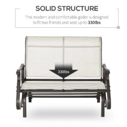 Outsunny 2-Person Outdoor Glider Bench,Patio Glider Loveseat Chair With Powder Coated Steel Frame,2 Seats Porch Rocking Glider For Backyard, Lawn, Garden And Porch, Cream White 15 Outsunny 2-Person Outdoor Glider Bench,Patio Glider Loveseat Chair With Powder Coated Steel Frame,2 Seats Porch Rocking Glider For Backyard, Lawn, Garden And Porch, Cream White -Outsunny H2E75617f4e987c8a