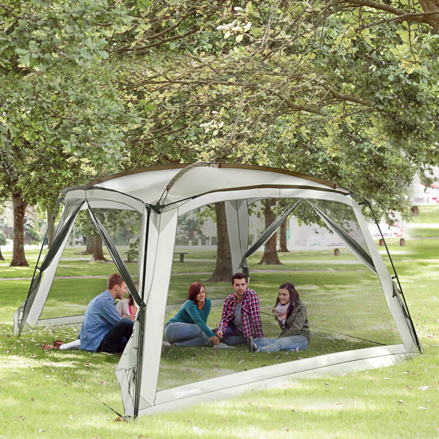 Outsunny 12' X 12' Screen House Room, UV50+ Screen Tent With 2 Doors And Carry Bag, Easy Setup, For Patios Outdoor Camping Activities 2 Outsunny 12' X 12' Screen House Room, UV50+ Screen Tent With 2 Doors And Carry Bag, Easy Setup, For Patios Outdoor Camping Activities - Image 2