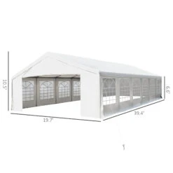 Outsunny 20' X 40' Large Party Tent & Carport With Removable Sidewalls And Double Doors, Heavy Duty Canopy Tent Sun Shade Shelter, For Parties, Wedding, Outdoor Events, BBQ, White -Outsunny HHyff317e715996a3