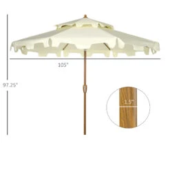 Outsunny 9' Patio Umbrella With Push Button Tilt And Crank, Double Top Ruffled Outdoor Market Table Umbrella With 8 Ribs, For Garden, Deck, Pool, Cream White -Outsunny HIfc1718585d0092b