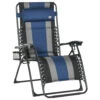 Outsunny XL Oversize Zero Gravity Recliner, Padded Patio Lounger Chair, Folding Chair With Adjustable Backrest, Cup Holder, And Headrest For Backyard, Poolside, Lawn, Striped, Blue
