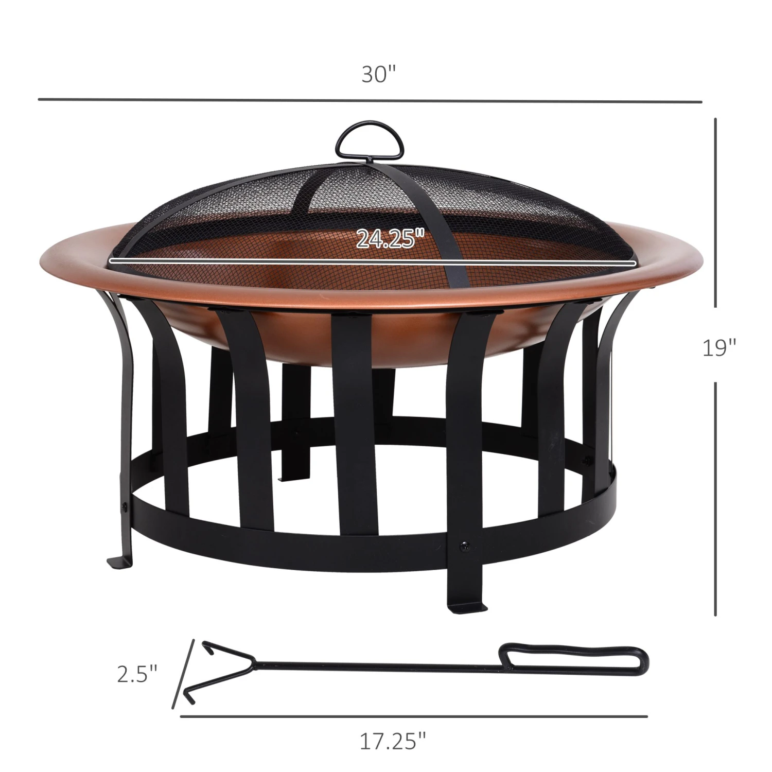 Outsunny Outdoor Round Fire Pit With Protective Mesh Screen For Your Backyard And Patio 3 Outsunny Outdoor Round Fire Pit With Protective Mesh Screen For Your Backyard And Patio - Image 3