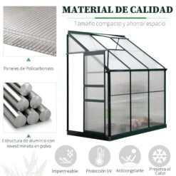 Outsunny Walk-In Garden Greenhouse Aluminum Polycarbonate With Roof Vent For Plants Herbs Vegetables 6' X 4' X 7' Green -Outsunny HWV26717e6c4580dc