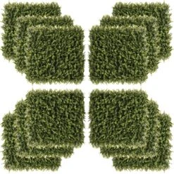 Outsunny 12 Piece Artificial Boxwood Privacy Fence Screen, 20" X 20" Faux Hedge Greenery Wall Backdrop Decoration, Indoor Outdoor Garden Decor, Green