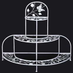 Outsunny 3' 3 Tier Metal Butterfly And Leaf Outdoor Potted Plant Stand - White -Outsunny HYo0d617e66fa8cd9