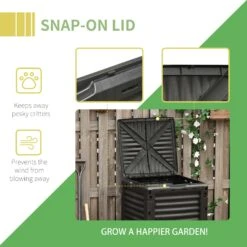 Outsunny Garden Compost Bin 80 Gallon Outdoor Large Capacity Composter Fast Create Fertile Soil Aerating Box, Easy Assembly, Black 14 Outsunny Garden Compost Bin 80 Gallon Outdoor Large Capacity Composter Fast Create Fertile Soil Aerating Box, Easy Assembly, Black -Outsunny HZUb1018171e7f77f