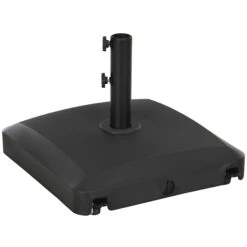 Outsunny Patio Umbrella Base With Wheels, 53lbs Water Or 66lbs Sand Filled, Heavy Duty Outdoor Umbrella Stand Holder, Black