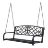 Outsunny 2-Person Porch Swing, Hanging Steel Patio Swing, Outdoor Swing Bench With Fleur-de-Lis Design For Garden Deck, 528 LBS Weight Capacity, Black