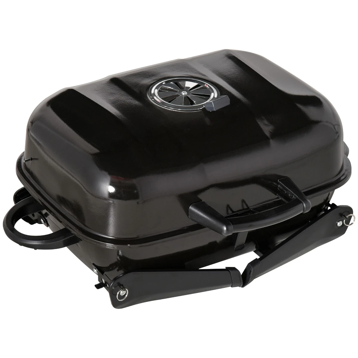 Outsunny 14" Portable Charcoal Grill, Tabletop Small BBQ Grill For Outdoor Cooking, Camping, Tailgating, Enamel Coated, Vent, Folding Legs, Black 10 Outsunny 14" Portable Charcoal Grill, Tabletop Small BBQ Grill For Outdoor Cooking, Camping, Tailgating, Enamel Coated, Vent, Folding Legs, Black - Image 10