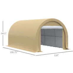 Outsunny 10' X 16' Carport, Heavy Duty Portable Garage Storage Tent With Large Zippered Door, Anti-UV PE Canopy Cover For Car, Truck, Boat, Motorcycle, Bike, Garden Tools, Outdoor Work, Beige -Outsunny Hr4c17188564924bd