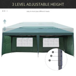 Outsunny 10' X 20' Outdoor Gazebo Canopy Party Wedding Party Tent With 4 Removable Sidewalls - Green -Outsunny Hw1a0918447f5f95c