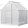 Outsunny 6' X 6' Aluminum Greenhouse, Polycarbonate Walk-in Garden Greenhouse Kit With Adjustable Roof Vent, Rain Gutter And Sliding Door For Winter, Silver