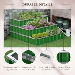 Outsunny 3 Tier Raised Garden Bed, Metal Elevated Planter Box W/ Gloves, Easy Assembly -Outsunny I4tb10181381fcf89