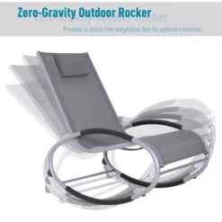 Outsunny Zero Gravity Rocking Lounge Sling Reclining Chair With Padded Headrest - Grey -Outsunny I5344017e717e2d84
