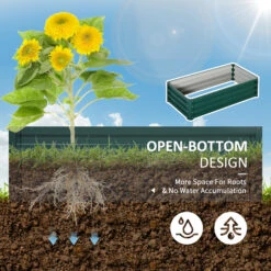 Outsunny 49" X 26" X 12" Backyard Galvanized Metal Raised Garden Bed - Green -Outsunny I5L88c17fe7fbcb71