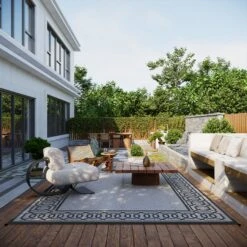 Outsunny Reversible Outdoor Rug Carpet, 9' X 18' Waterproof Plastic Straw Rug, Portable RV Camping Rugs With Carry Bag, Large Floor Mat For Backyard, Deck, Picnic, Beach, Black & Gray Border 16 Outsunny Reversible Outdoor Rug Carpet, 9' X 18' Waterproof Plastic Straw Rug, Portable RV Camping Rugs With Carry Bag, Large Floor Mat For Backyard, Deck, Picnic, Beach, Black & Gray Border -Outsunny ICjd4d1855b40b241