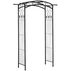 Outsunny 7Ft Outdoor Garden Arbor, Wedding Arch For Ceremony, Trellis With Scrollwork Design, Ideal For Climbing Vines And Plants
