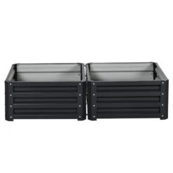 Outsunny 26" X 26" X 12" Raised Galvanized Metal Garden Bed Kit Set Of 2 - Grey -Outsunny IMwdaa17fe800dace