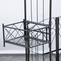 Outsunny 7' Metal Garden Arbor, Garden Arch With Gate, Scrollwork Hearts, Latching Doors, Planter Boxes For Climbing Vines, Ceremony, Weddings, Party, Garden, Backyard, Lawn, Black -Outsunny IN9d4d186cf2f257f