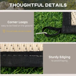 Outsunny Reversible Outdoor Rug Carpet, 9' X 18' Waterproof Plastic Straw Rug, Portable RV Camping Rugs, Large Floor Mat Area Rug For Backyard, Deck, Picnic, Beach, Trailer, Camper, Black & Beige -Outsunny INf75617f2768bcd8