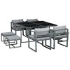 Outsunny 9 Piece Outdoor Patio Dining Set With 4 Chairs, 4 Ottomans, & Glass Table With Cushions & Aluminum Frame