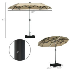 Outsunny 10ft Double-sided Patio Umbrella With Solar Lights And Sandbag Base, Outdoor Umbrella With Push Button Tilt, Crank, Air Vents For Garden, Backyard, Deck, Pool, Market, Coffee -Outsunny IUec171864a938bb8